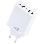 شاحن متعدد المنافذ 120 واط مزدوج PD Type-C + 3 منافذ USB، قابس الاتحاد الأوروبي، قابس الاتحاد الأوروبي