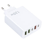 شاحن متعدد المنافذ 120 واط مزدوج PD Type-C + 3 منافذ USB، قابس الاتحاد الأوروبي، قابس الاتحاد الأوروبي