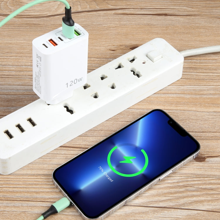 شاحن متعدد المنافذ 120 واط مزدوج PD Type-C + 3 منافذ USB، قابس الاتحاد الأوروبي، قابس الاتحاد الأوروبي
