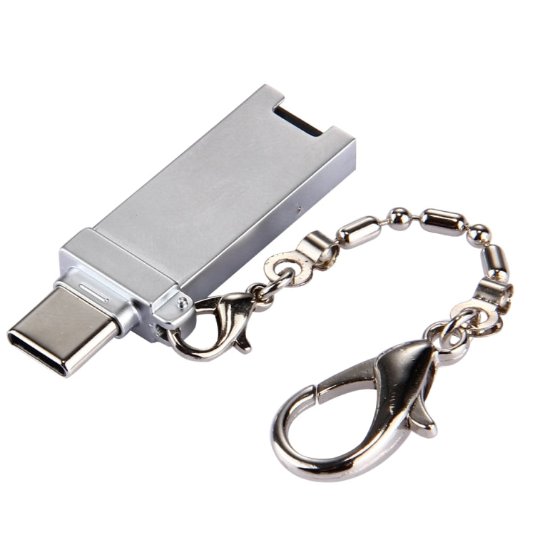 محول موصل USB 2.0 أنثى إلى USB-C / تايب-سي ذكر من سبائك الألمنيوم الصغيرة مع سلسلة