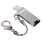 محول موصل USB 2.0 أنثى إلى USB-C / تايب-سي ذكر من سبائك الألمنيوم الصغيرة مع سلسلة