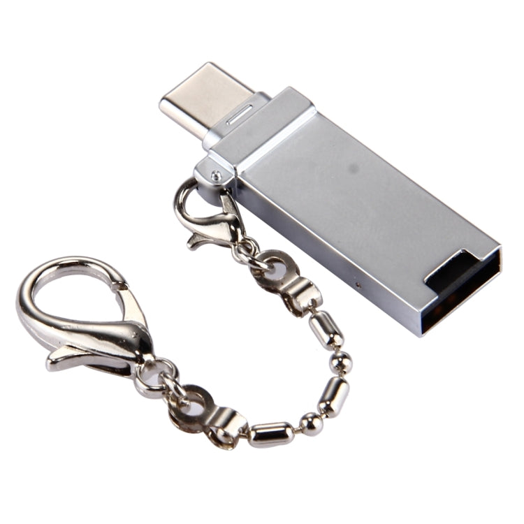 محول موصل USB 2.0 أنثى إلى USB-C / تايب-سي ذكر من سبائك الألمنيوم الصغيرة مع سلسلة