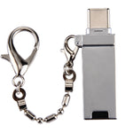 محول موصل USB 2.0 أنثى إلى USB-C / تايب-سي ذكر من سبائك الألمنيوم الصغيرة مع سلسلة