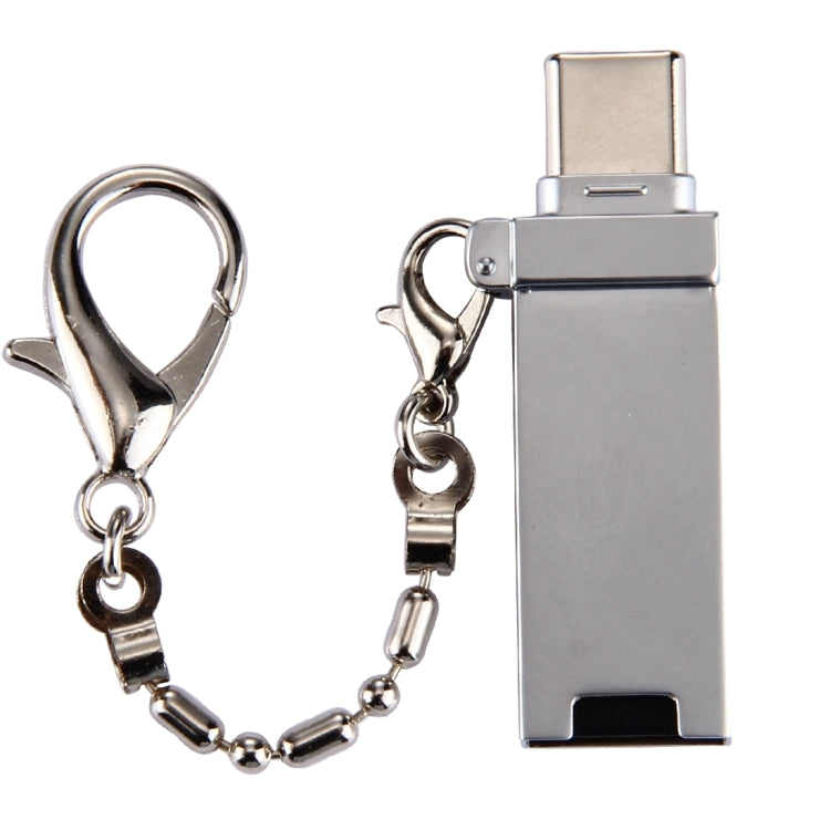 محول موصل USB 2.0 أنثى إلى USB-C / تايب-سي ذكر من سبائك الألمنيوم الصغيرة مع سلسلة