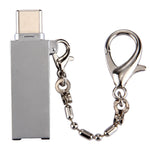محول موصل USB 2.0 أنثى إلى USB-C / تايب-سي ذكر من سبائك الألمنيوم الصغيرة مع سلسلة
