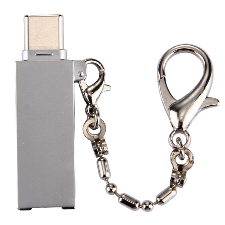 محول موصل USB 2.0 أنثى إلى USB-C / تايب-سي ذكر من سبائك الألمنيوم الصغيرة مع سلسلة