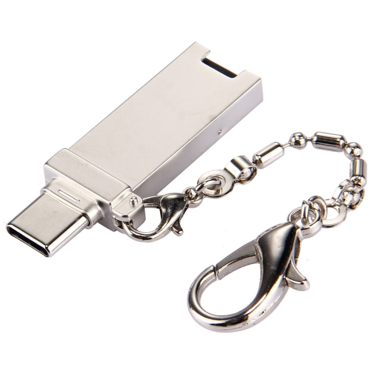 محول موصل USB 2.0 أنثى إلى USB-C / تايب-سي ذكر من سبائك الألمنيوم الصغيرة مع سلسلة