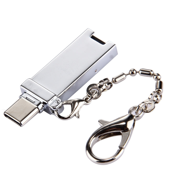 محول موصل USB 2.0 أنثى إلى USB-C / تايب-سي ذكر من سبائك الألمنيوم الصغيرة مع سلسلة