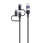 USAMS US-SJ547 U62 كابل بيانات شحن سريع PD من الألمنيوم USB + Type-C / USB-C إلى Type-C / USB-C + 8 دبابيس + ميكرو، الطول: 1.2م
