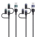 USAMS US-SJ547 U62 كابل بيانات شحن سريع PD من الألمنيوم USB + Type-C / USB-C إلى Type-C / USB-C + 8 دبابيس + ميكرو، الطول: 1.2م