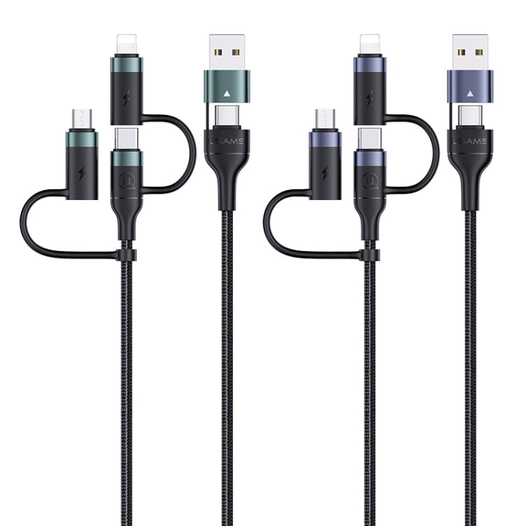 USAMS US-SJ547 U62 كابل بيانات شحن سريع PD من الألمنيوم USB + Type-C / USB-C إلى Type-C / USB-C + 8 دبابيس + ميكرو، الطول: 1.2م