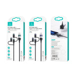 USAMS US-SJ547 U62 كابل بيانات شحن سريع PD من الألمنيوم USB + Type-C / USB-C إلى Type-C / USB-C + 8 دبابيس + ميكرو، الطول: 1.2م