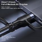 USAMS US-SJ547 U62 كابل بيانات شحن سريع PD من الألمنيوم USB + Type-C / USB-C إلى Type-C / USB-C + 8 دبابيس + ميكرو، الطول: 1.2م