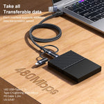 USAMS US-SJ547 U62 كابل بيانات شحن سريع PD من الألمنيوم USB + Type-C / USB-C إلى Type-C / USB-C + 8 دبابيس + ميكرو، الطول: 1.2م