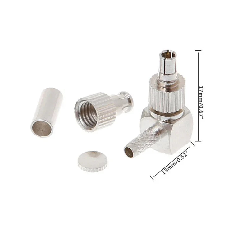موصل بطاقة كابل RF محوري بزاوية قائمة ذكر TS9 / CRC9 2 في 1 لـ RG174 / 178 / 316 LMR100