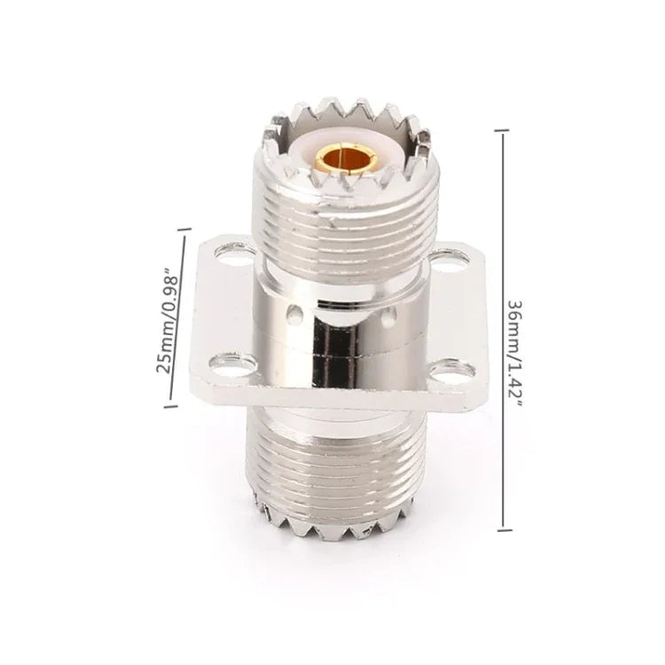 محول موصل RF أنثى UHF SO239 إلى أنثى مع تثبيت لوحة هيكل