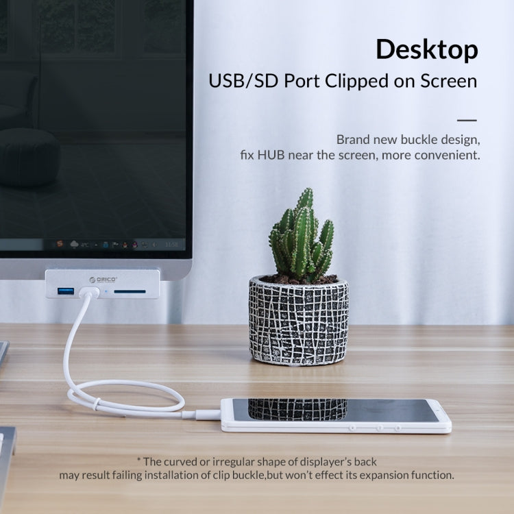 موزع USB3.0 من نوع مشبك ORICO MH2AC-U3 بمنفذين مع قارئ بطاقات SD