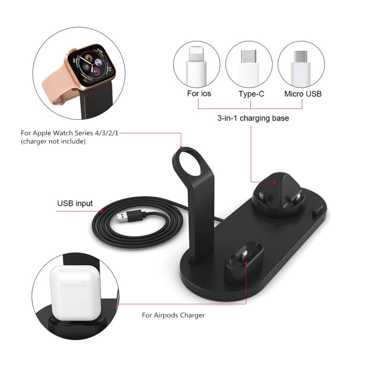 HQ-UD15 قاعدة شحن لاسلكي دوارة مع حامل للهواتف / ساعات iWatch / AirPods (فضي)، فضي (مع شحن لاسلكي)، بدون شحن لاسلكي أبيض، بدون شحن لاسلكي أسود، أبيض (مع شحن لاسلكي)