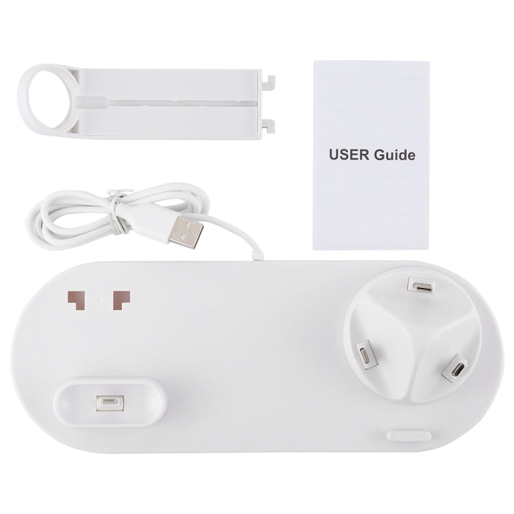 HQ-UD15 قاعدة شحن لاسلكي دوارة مع حامل للهواتف / ساعات iWatch / AirPods (فضي)، فضي (مع شحن لاسلكي)، بدون شحن لاسلكي أبيض، بدون شحن لاسلكي أسود، أبيض (مع شحن لاسلكي)