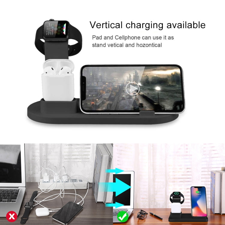 HQ-UD15 قاعدة شحن لاسلكي دوارة مع حامل للهواتف / ساعات iWatch / AirPods (فضي)، فضي (مع شحن لاسلكي)، بدون شحن لاسلكي أبيض، بدون شحن لاسلكي أسود، أبيض (مع شحن لاسلكي)