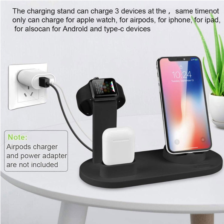 HQ-UD15 قاعدة شحن لاسلكي دوارة مع حامل للهواتف / ساعات iWatch / AirPods (فضي)، فضي (مع شحن لاسلكي)، بدون شحن لاسلكي أبيض، بدون شحن لاسلكي أسود، أبيض (مع شحن لاسلكي)