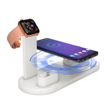 HQ-UD15 قاعدة شحن لاسلكي دوارة مع حامل للهواتف / ساعات iWatch / AirPods (فضي)، فضي (مع شحن لاسلكي)، بدون شحن لاسلكي أبيض، بدون شحن لاسلكي أسود، أبيض (مع شحن لاسلكي)