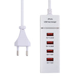 شاحن محول بقدرة 5 فولت 4.1 أمبير مع 4 منافذ USB وكابل توصيل، طول الكابل: 1.5 متر، قابس أوروبي، قابس أوروبي