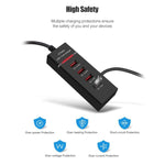 شاحن محول بقدرة 5 فولت 4.1 أمبير مع 4 منافذ USB وكابل توصيل، طول الكابل: 1.5 متر، قابس أوروبي، قابس أوروبي