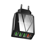 شاحن سريع عالمي 30 واط QC 3.0 USB + 3 منافذ USB 2.0 للهواتف المحمولة والأجهزة اللوحية والكمبيوتر، شاحن سفر، قابس الاتحاد الأوروبي، قابس الاتحاد الأوروبي