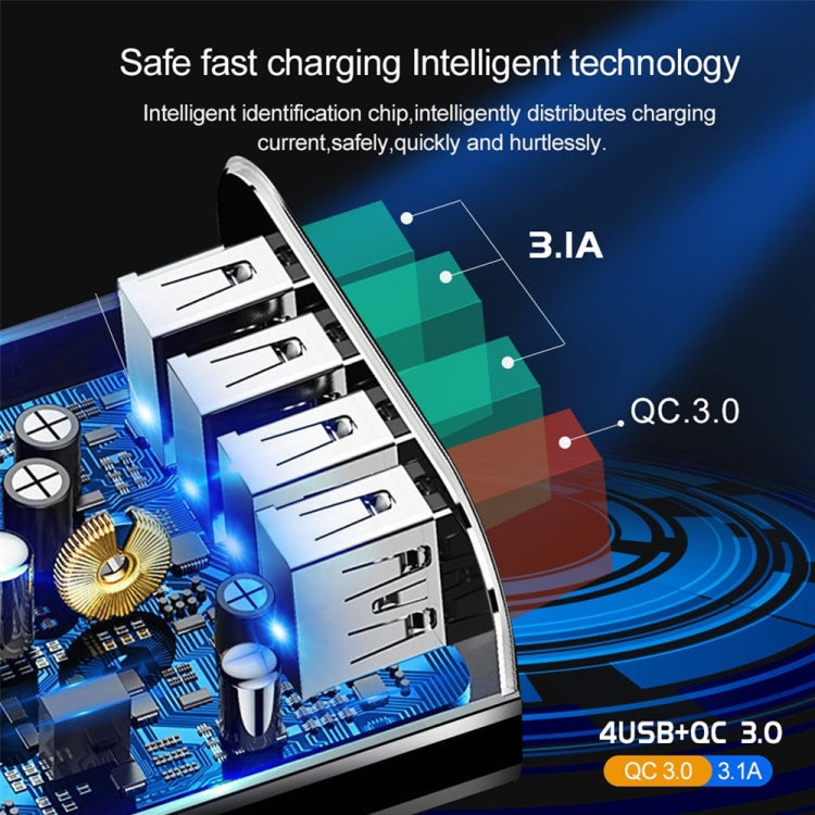 شاحن سريع عالمي 30 واط QC 3.0 USB + 3 منافذ USB 2.0 للهواتف المحمولة والأجهزة اللوحية والكمبيوتر، شاحن سفر، قابس الاتحاد الأوروبي، قابس الاتحاد الأوروبي