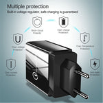 شاحن سريع عالمي 30 واط QC 3.0 USB + 3 منافذ USB 2.0 للهواتف المحمولة والأجهزة اللوحية والكمبيوتر، شاحن سفر، قابس الاتحاد الأوروبي، قابس الاتحاد الأوروبي