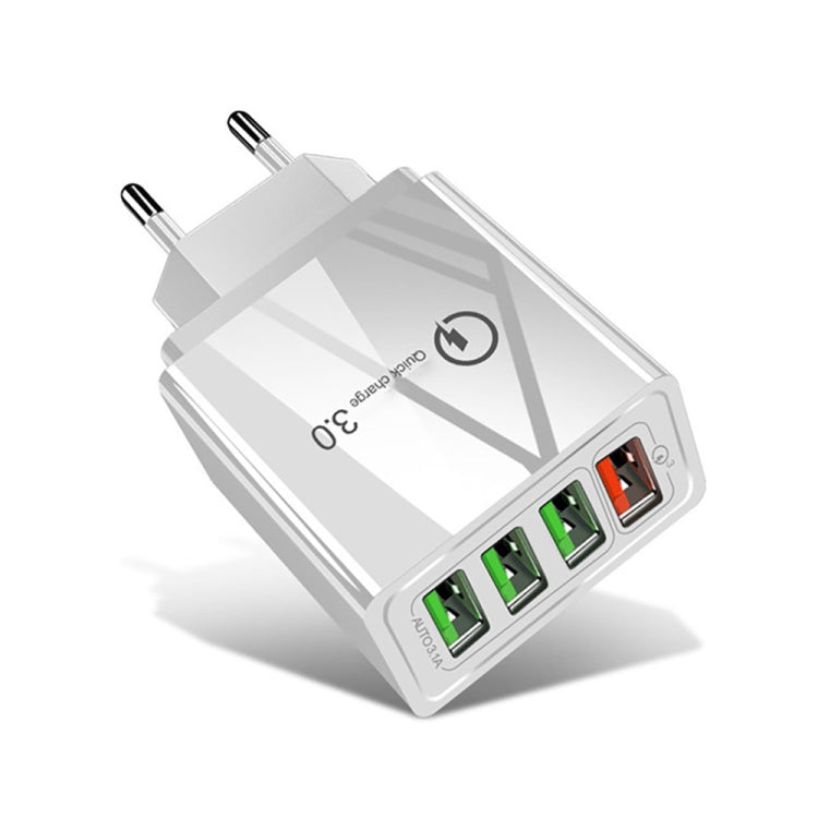 شاحن سريع عالمي 30 واط QC 3.0 USB + 3 منافذ USB 2.0 للهواتف المحمولة والأجهزة اللوحية والكمبيوتر، شاحن سفر، قابس الاتحاد الأوروبي، قابس الاتحاد الأوروبي