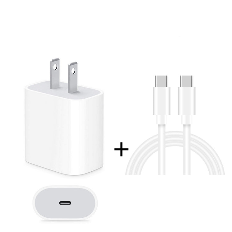 شاحن سفر 2 في 1 بمنفذ USB-C / Type-C واحد + مجموعة كابل بيانات شحن سريع 3A PD 3.0 USB-C / Type-C إلى USB-C / Type-C، طول الكابل: 1 متر، 18 واط 1 متر