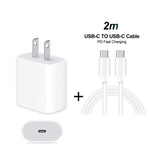 شاحن سفر 2 في 1 بمنفذ USB-C / Type-C واحد + مجموعة كابل بيانات شحن سريع 3A PD 3.0 USB-C / Type-C إلى USB-C / Type-C، طول الكابل: 2 متر، 18 واط 2 متر