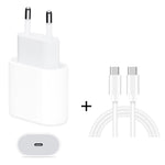 شاحن سفر 2 في 1 بمنفذ USB-C / Type-C واحد + مجموعة كابل بيانات شحن سريع 3A PD 3.0 USB-C / Type-C إلى USB-C / Type-C، طول الكابل: 2 متر، 18 واط 2 متر