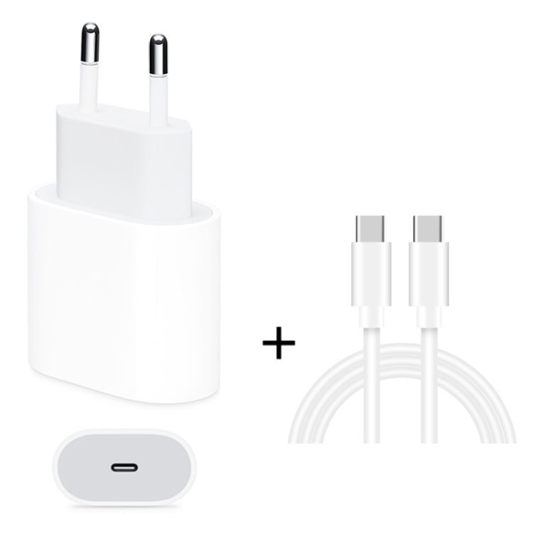 شاحن سفر 2 في 1 بمنفذ USB-C / Type-C واحد + مجموعة كابل بيانات شحن سريع 3A PD 3.0 USB-C / Type-C إلى USB-C / Type-C، طول الكابل: 2 متر، 18 واط 2 متر