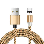كابل شحن مغناطيسي معدني نايلون مضفر بلونين USB إلى Micro USB، طول الكابل: 1m، Micro USB