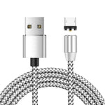 كابل شحن مغناطيسي معدني نايلون مضفر بلونين USB إلى Micro USB، طول الكابل: 1m، Micro USB