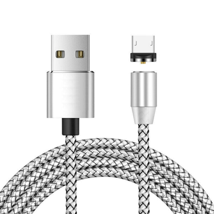 كابل شحن مغناطيسي معدني نايلون مضفر بلونين USB إلى Micro USB، طول الكابل: 1m، Micro USB