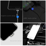 كابل بيانات مغناطيسي معدني USB إلى 8Pin، نايلون مضفر بلونين، طول الكابل: 1 متر، 8Pin