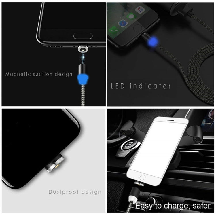 كابل بيانات مغناطيسي معدني USB إلى 8Pin، نايلون مضفر بلونين، طول الكابل: 1 متر، 8Pin
