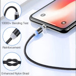 كابل بيانات مغناطيسي معدني USB إلى 8Pin، نايلون مضفر بلونين، طول الكابل: 1 متر، 8Pin