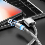 كابل شحن مغناطيسي معدني 2 في 1 USB إلى 8Pin + Micro USB، نايلون مضفر، الطول: 1 متر، 1 متر