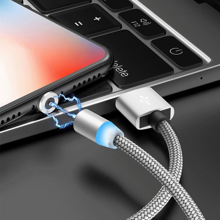 كابل شحن مغناطيسي معدني 2 في 1 USB إلى 8Pin + Micro USB، نايلون مضفر، الطول: 1 متر، 1 متر