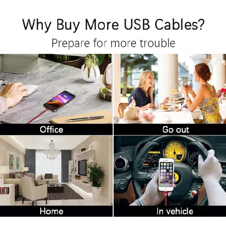كابل شحن مغناطيسي معدني 2 في 1 USB إلى 8Pin + Micro USB، نايلون مضفر، الطول: 1 متر، 1 متر