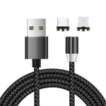 كابل شحن مغناطيسي معدني 2 في 1 USB إلى 8Pin + Micro USB، نايلون مضفر، الطول: 1 متر، 1 متر