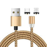 كابل شحن مغناطيسي معدني 2 في 1 USB إلى 8Pin + Micro USB، نايلون مضفر، الطول: 1 متر، 1 متر