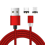 كابل شحن مغناطيسي معدني 2 في 1 USB إلى 8Pin + Micro USB، نايلون مضفر، الطول: 1 متر، 1 متر