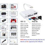 محول قارئ كاميرا ZS-S1827 4 في 1 لبطاقات SD + TF + شحن 8 دبابيس + واجهة USB إلى واجهة 8 دبابيس، يدعم جميع أنظمة iOS