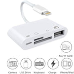 محول قارئ كاميرا ZS-S1827 4 في 1 لبطاقات SD + TF + شحن 8 دبابيس + واجهة USB إلى واجهة 8 دبابيس، يدعم جميع أنظمة iOS